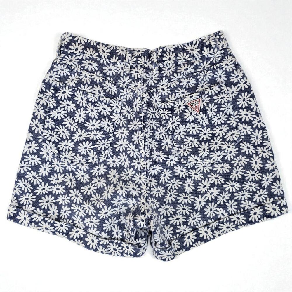 80s GUESS Georges Marciano Daisies High Rise Denim Jean Shorts Vest Set USA - Picture 4 of 13